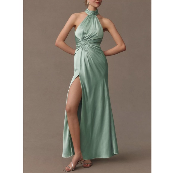 Mac Duggal Mint Green Halter Maxi Dress - Picture 4 of 8